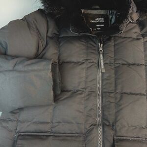 Arctic Expedition Down Filled Quilted Puffer Coat Size Large Black Parka Jacket